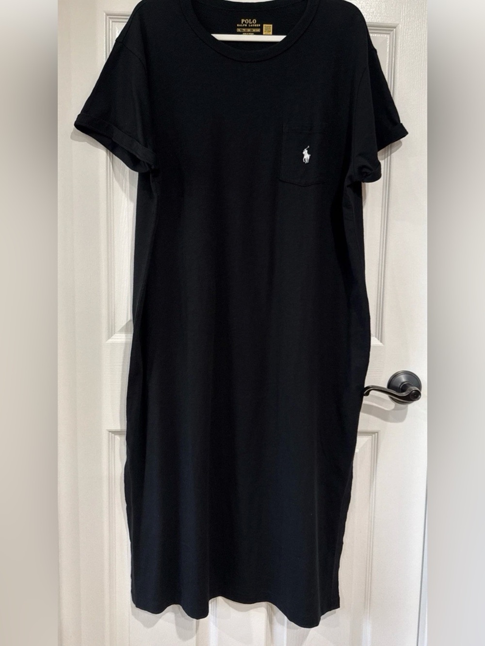 Polo Ralph Lauren Women's XXL Cotton T-Shirt Midi Dress Black Pony Logo NWT